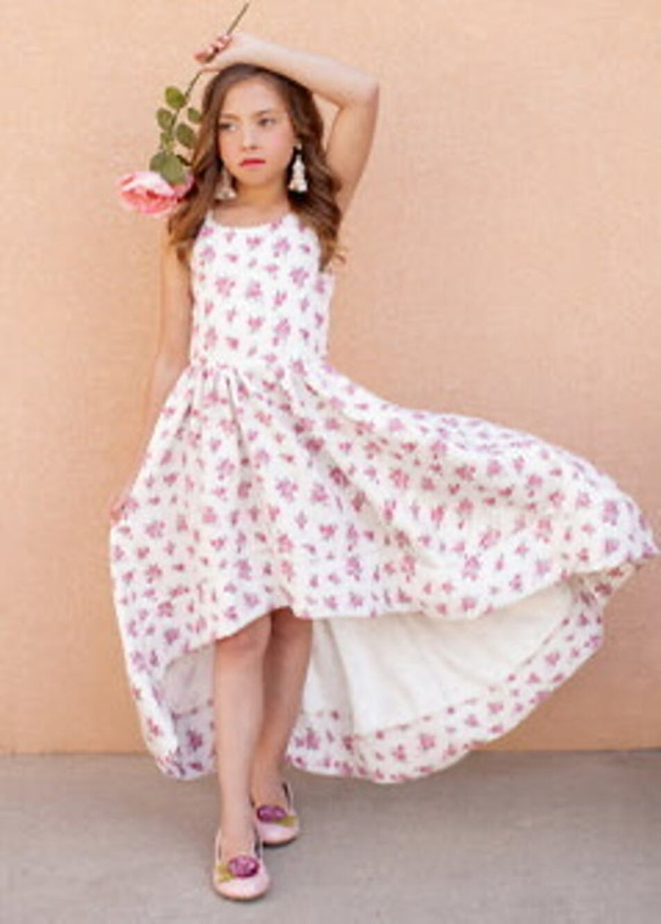 Joyfolie Mia Joy Pearl Dress in Cream Ditsy Girl's Size 7